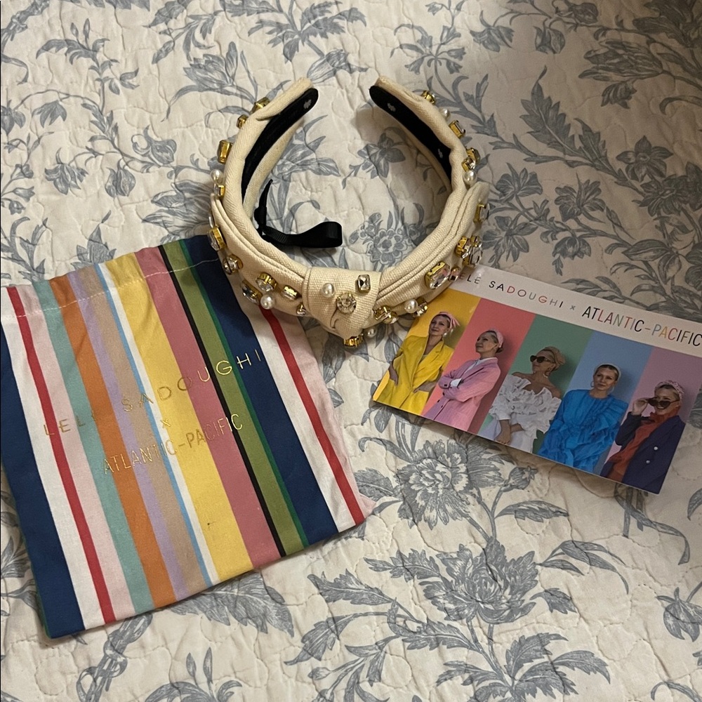 Lele Sadoughi Ivory Headband with Gold & Pearl Accents